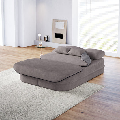75''2-in-1 Foldable Sofa,Convertible Sleeper Foam Chenille Floor folding Sofa Bed with Multi Functional Blanket,Lounge Sofa