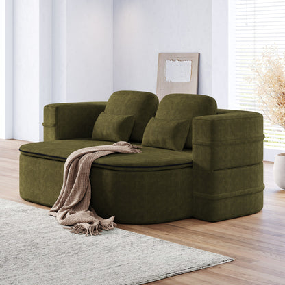 75''2-in-1 Foldable Sofa,Convertible Sleeper Foam Chenille Floor folding Sofa Bed with Multi Functional Blanket,Lounge Sofa