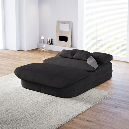 75''2-in-1 Foldable Sofa,Convertible Sleeper Foam Chenille Floor folding Sofa Bed with Multi Functional Blanket,Lounge Sofa