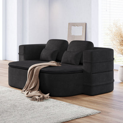 75''2-in-1 Foldable Sofa,Convertible Sleeper Foam Chenille Floor folding Sofa Bed with Multi Functional Blanket,Lounge Sofa