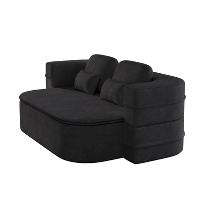 75''2-in-1 Foldable Sofa,Convertible Sleeper Foam Chenille Floor folding Sofa Bed with Multi Functional Blanket,Lounge Sofa