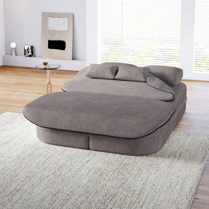 75''2-in-1 Foldable Sofa,Convertible Sleeper Foam Chenille Floor folding Sofa Bed with Multi Functional Blanket,Lounge Sofa