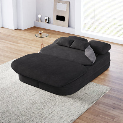 75''2-in-1 Foldable Sofa,Convertible Sleeper Foam Chenille Floor folding Sofa Bed with Multi Functional Blanket,Lounge Sofa