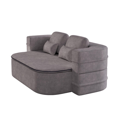 75''2-in-1 Foldable Sofa,Convertible Sleeper Foam Chenille Floor folding Sofa Bed with Multi Functional Blanket,Lounge Sofa