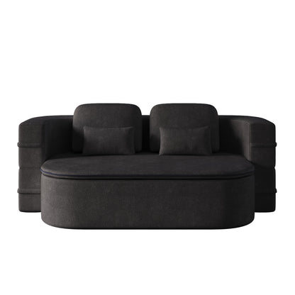 75''2-in-1 Foldable Sofa,Convertible Sleeper Foam Chenille Floor folding Sofa Bed with Multi Functional Blanket,Lounge Sofa