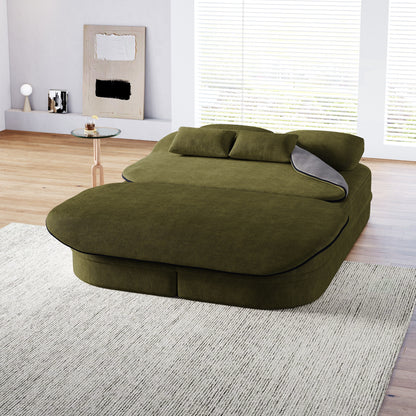 75''2-in-1 Foldable Sofa,Convertible Sleeper Foam Chenille Floor folding Sofa Bed with Multi Functional Blanket,Lounge Sofa