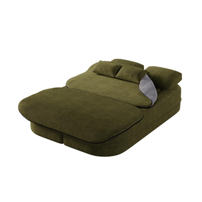75''2-in-1 Foldable Sofa,Convertible Sleeper Foam Chenille Floor folding Sofa Bed with Multi Functional Blanket,Lounge Sofa