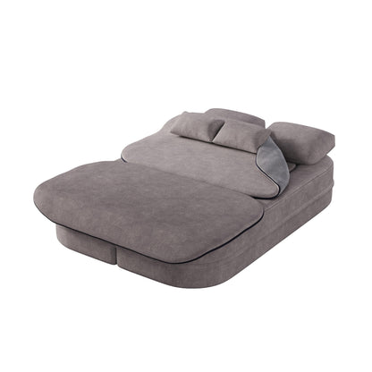 75''2-in-1 Foldable Sofa,Convertible Sleeper Foam Chenille Floor folding Sofa Bed with Multi Functional Blanket,Lounge Sofa