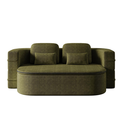 75''2-in-1 Foldable Sofa,Convertible Sleeper Foam Chenille Floor folding Sofa Bed with Multi Functional Blanket,Lounge Sofa