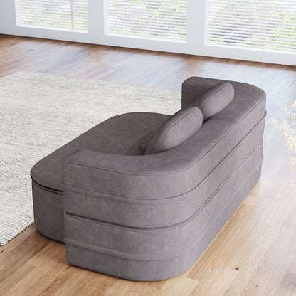 75''2-in-1 Foldable Sofa,Convertible Sleeper Foam Chenille Floor folding Sofa Bed with Multi Functional Blanket,Lounge Sofa