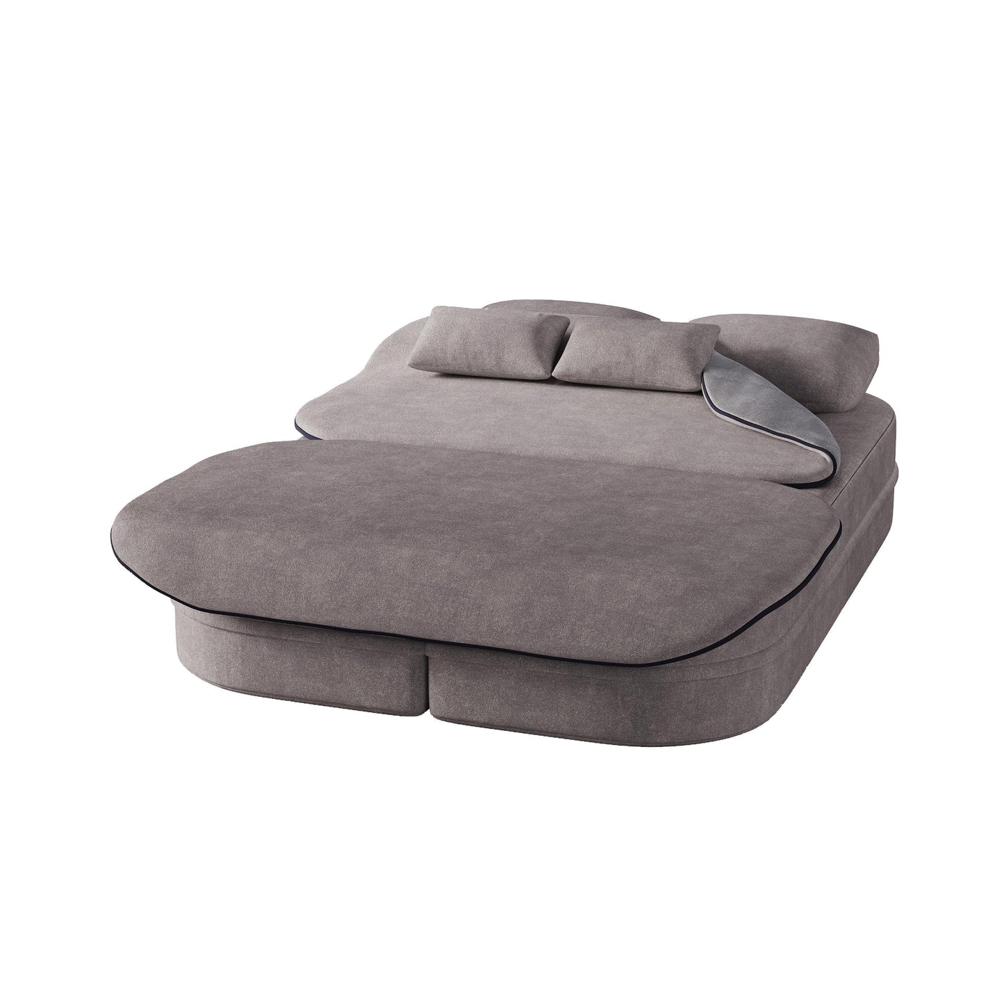 75''2-in-1 Foldable Sofa,Convertible Sleeper Foam Chenille Floor folding Sofa Bed with Multi Functional Blanket,Lounge Sofa