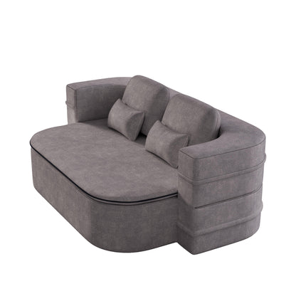 75''2-in-1 Foldable Sofa,Convertible Sleeper Foam Chenille Floor folding Sofa Bed with Multi Functional Blanket,Lounge Sofa