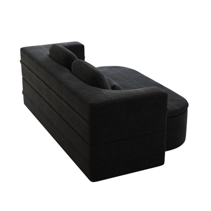 75''2-in-1 Foldable Sofa,Convertible Sleeper Foam Sofa Bed with Multi Functional Blanket, Floor Sofa Lounge Sofa