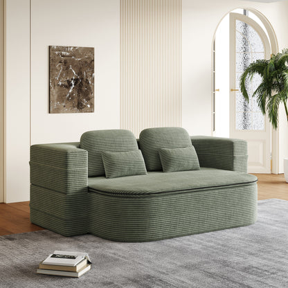 75''2-in-1 Foldable Sofa,Convertible Sleeper Foam Sofa Bed with Multi Functional Blanket, Floor Sofa Lounge Sofa