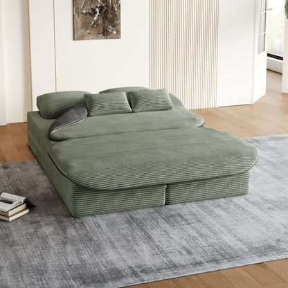 75''2-in-1 Foldable Sofa,Convertible Sleeper Foam Sofa Bed with Multi Functional Blanket, Floor Sofa Lounge Sofa
