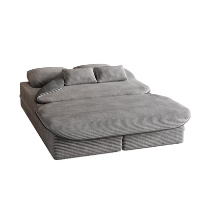 75''2-in-1 Foldable Sofa,Convertible Sleeper Foam Sofa Bed with Multi Functional Blanket, Floor Sofa Lounge Sofa
