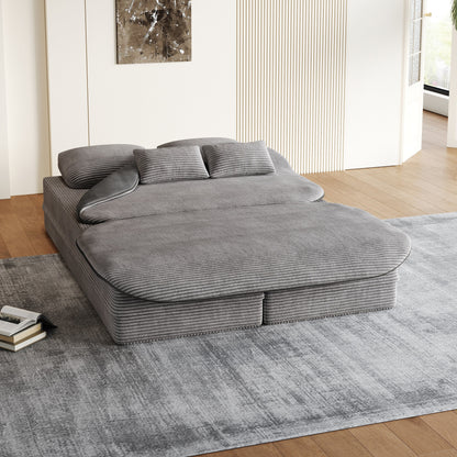 75''2-in-1 Foldable Sofa,Convertible Sleeper Foam Sofa Bed with Multi Functional Blanket, Floor Sofa Lounge Sofa