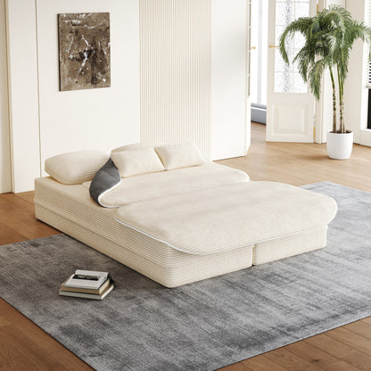 75''2-in-1 Foldable Sofa,Convertible Sleeper Foam Sofa Bed with Multi Functional Blanket, Floor Sofa Lounge Sofa