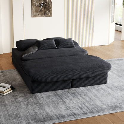 75''2-in-1 Foldable Sofa,Convertible Sleeper Foam Sofa Bed with Multi Functional Blanket, Floor Sofa Lounge Sofa