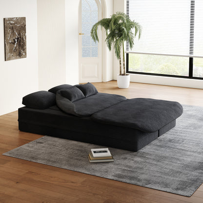 75''2-in-1 Foldable Sofa,Convertible Sleeper Foam Sofa Bed with Multi Functional Blanket, Floor Sofa Lounge Sofa