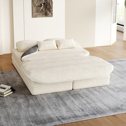 75''2-in-1 Foldable Sofa,Convertible Sleeper Foam Sofa Bed with Multi Functional Blanket, Floor Sofa Lounge Sofa