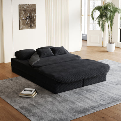 75''2-in-1 Foldable Sofa,Convertible Sleeper Foam Sofa Bed with Multi Functional Blanket, Floor Sofa Lounge Sofa