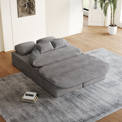 75''2-in-1 Foldable Sofa,Convertible Sleeper Foam Sofa Bed with Multi Functional Blanket, Floor Sofa Lounge Sofa