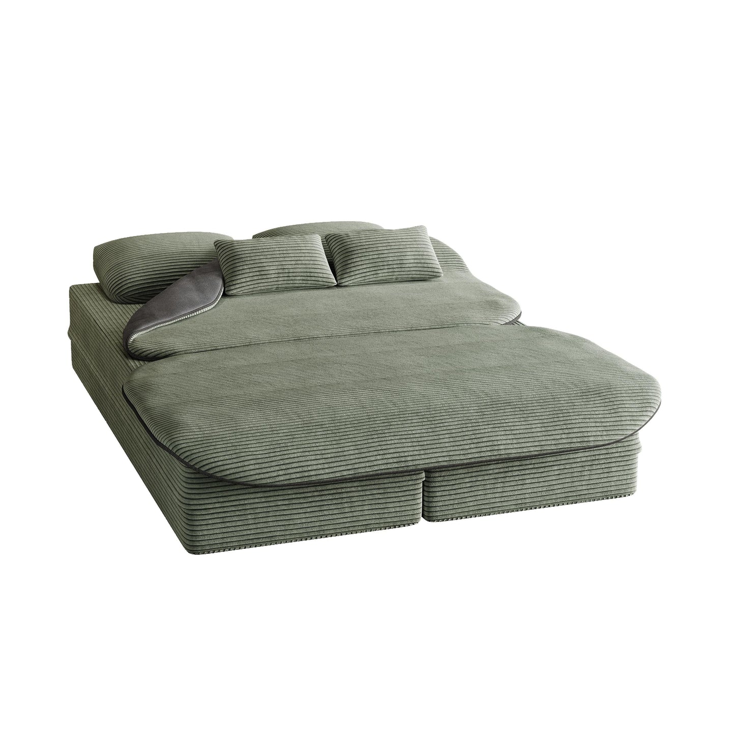 75''2-in-1 Foldable Sofa,Convertible Sleeper Foam Sofa Bed with Multi Functional Blanket, Floor Sofa Lounge Sofa