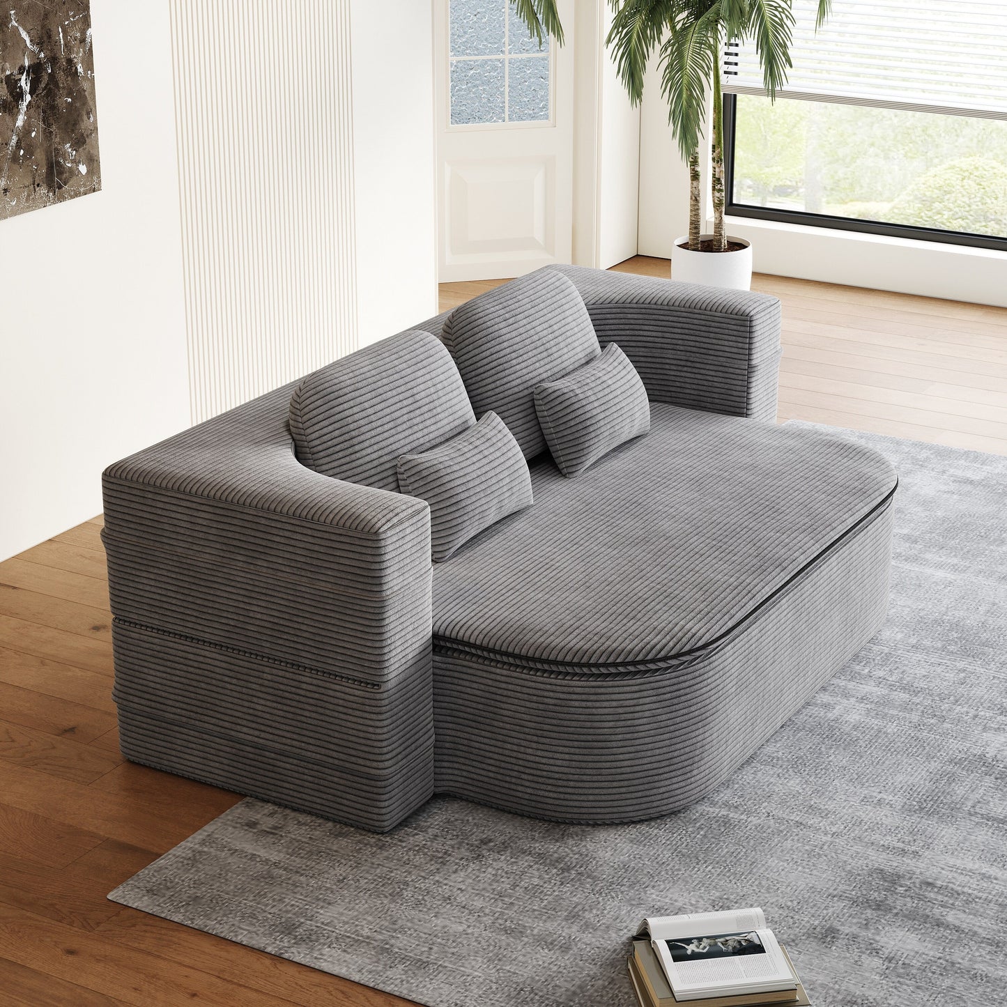 75''2-in-1 Foldable Sofa,Convertible Sleeper Foam Sofa Bed with Multi Functional Blanket, Floor Sofa Lounge Sofa