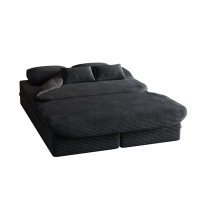 75''2-in-1 Foldable Sofa,Convertible Sleeper Foam Sofa Bed with Multi Functional Blanket, Floor Sofa Lounge Sofa