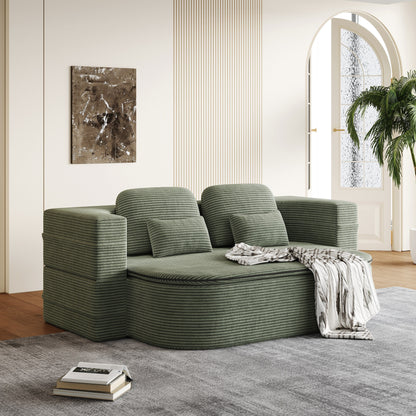 75''2-in-1 Foldable Sofa,Convertible Sleeper Foam Sofa Bed with Multi Functional Blanket, Floor Sofa Lounge Sofa