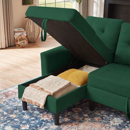76.18 Upholstered Sleeper Pull Out Sofa Couch with Storage Chaise