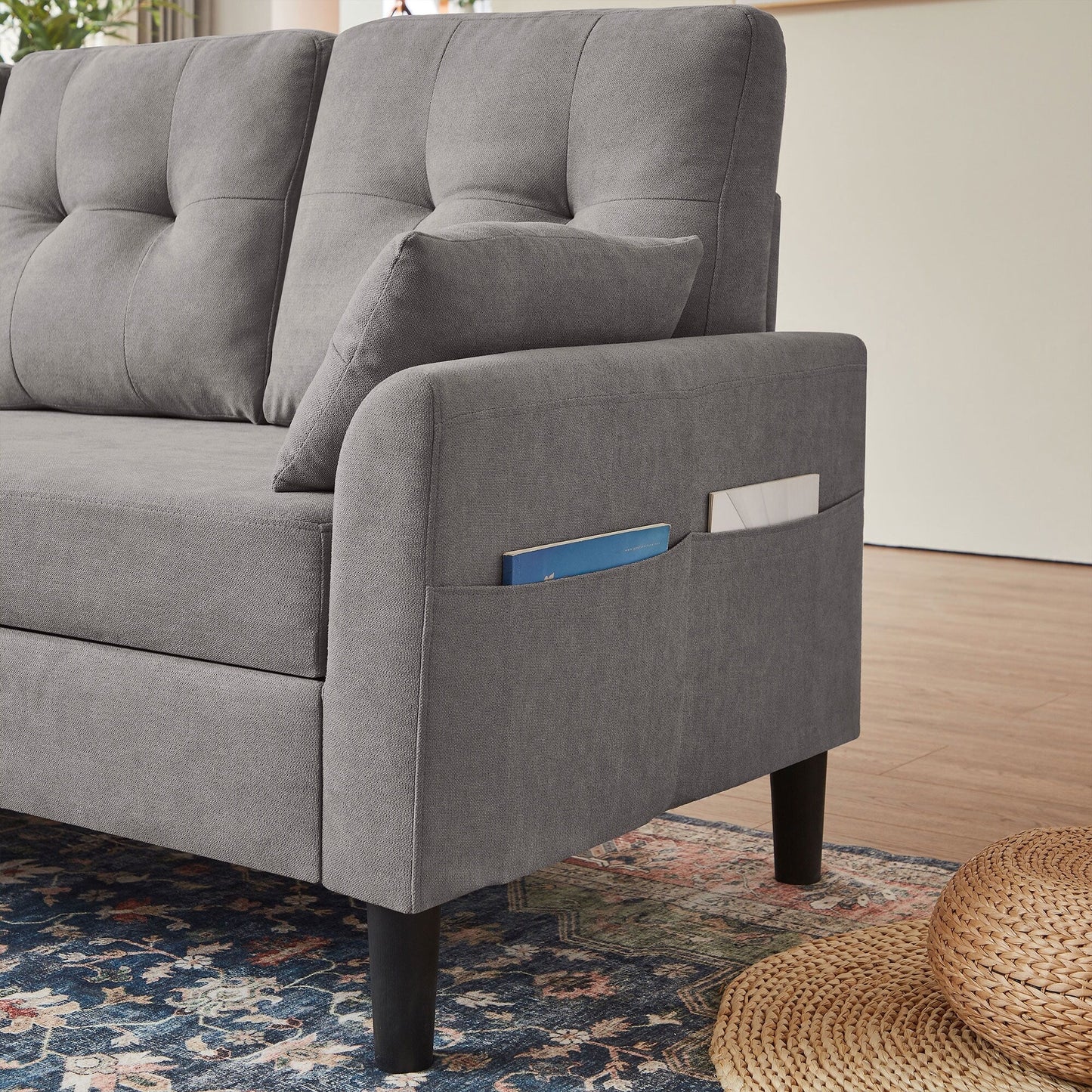 76.18 Upholstered Sleeper Pull Out Sofa Couch with Storage Chaise