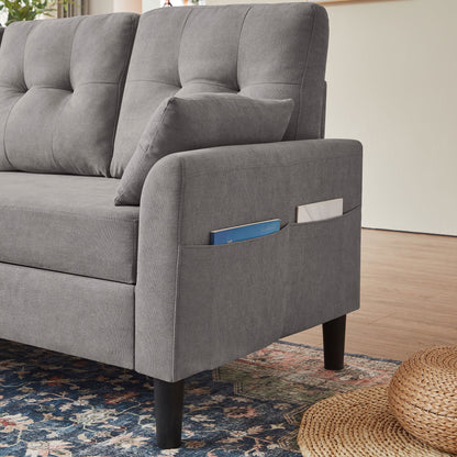 76.18 Upholstered Sleeper Pull Out Sofa Couch with Storage Chaise