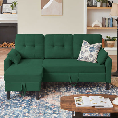 76.18 Upholstered Sleeper Pull Out Sofa Couch with Storage Chaise