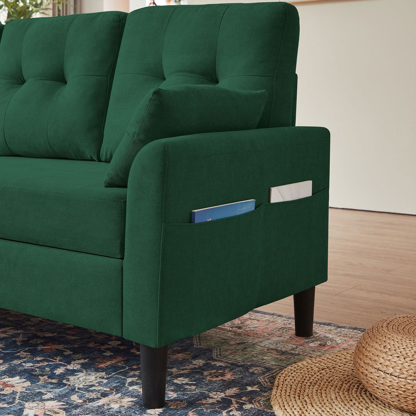 76.18 Upholstered Sleeper Pull Out Sofa Couch with Storage Chaise