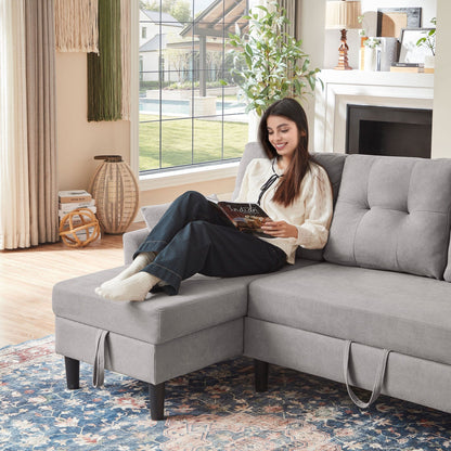 76.18 Upholstered Sleeper Pull Out Sofa Couch with Storage Chaise