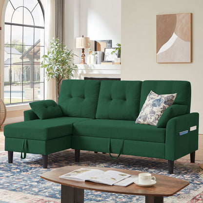 76.18 Upholstered Sleeper Pull Out Sofa Couch with Storage Chaise