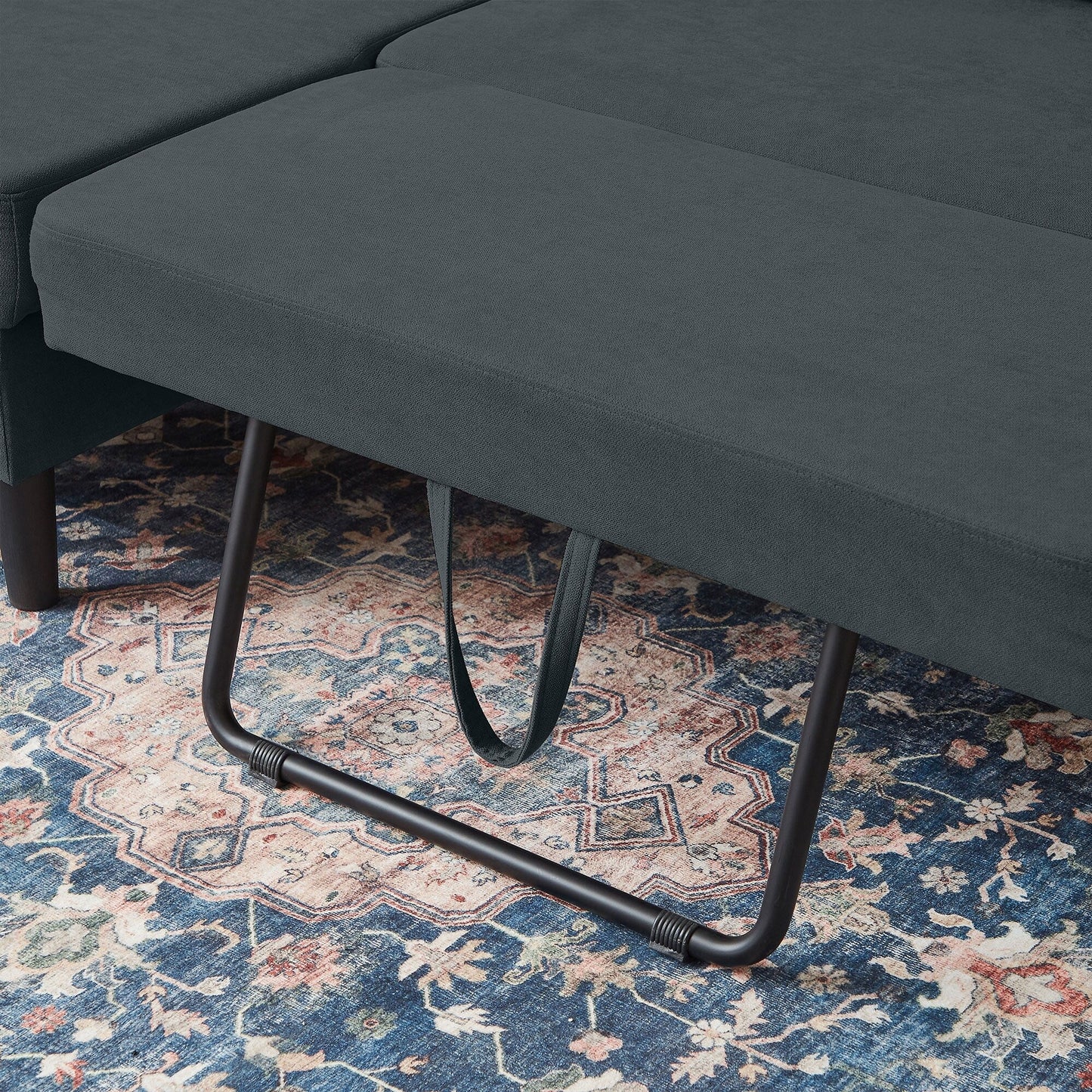76.18 Upholstered Sleeper Pull Out Sofa Couch with Storage Chaise