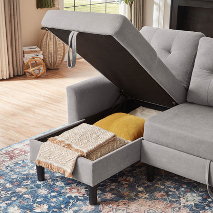 76.18 Upholstered Sleeper Pull Out Sofa Couch with Storage Chaise