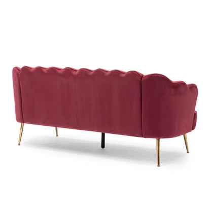 76.25 Velvet Channel Stitching 3-seater Sofa with Metal Legs for Living Room