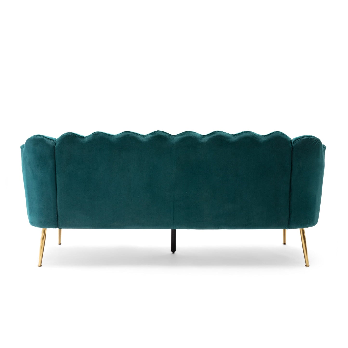 76.25 Velvet Channel Stitching 3-seater Sofa with Metal Legs for Living Room