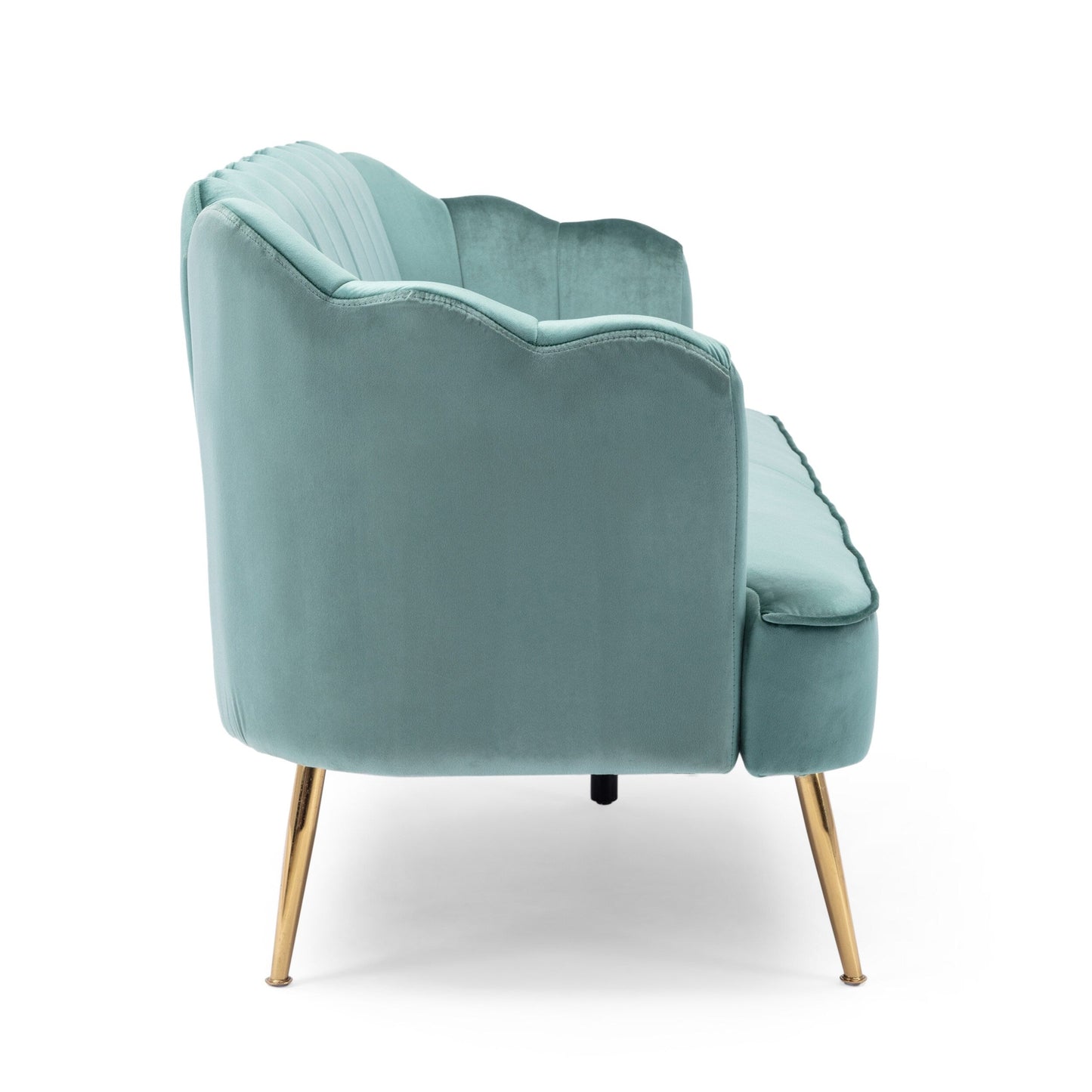 76.25 Velvet Channel Stitching 3-seater Sofa with Metal Legs for Living Room