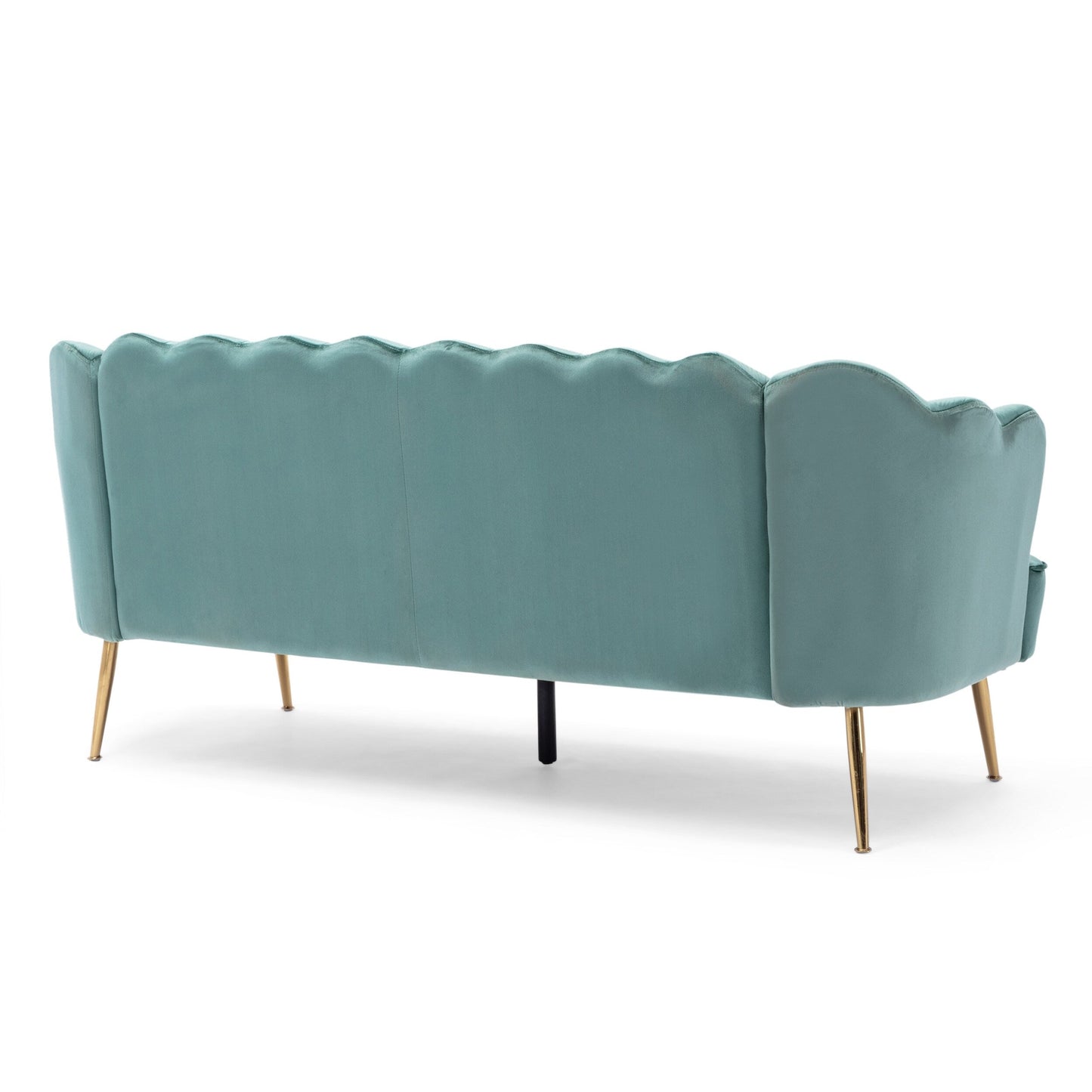 76.25 Velvet Channel Stitching 3-seater Sofa with Metal Legs for Living Room