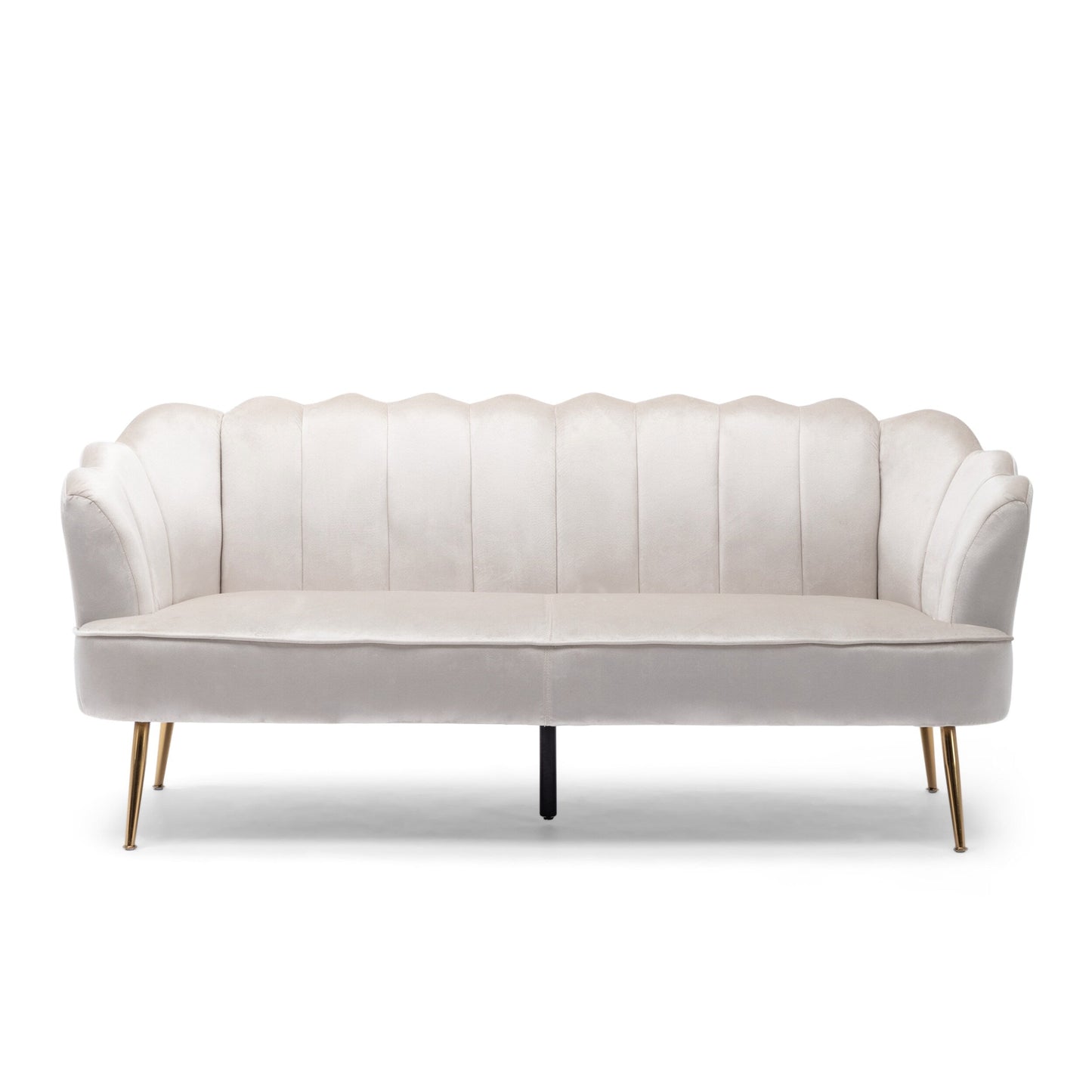 76.25 Velvet Channel Stitching 3-seater Sofa with Metal Legs for Living Room
