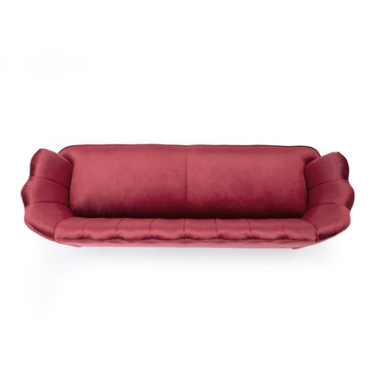 76.25 Velvet Channel Stitching 3-seater Sofa with Metal Legs for Living Room