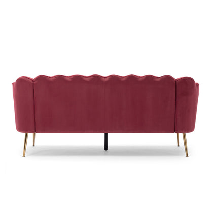 76.25 Velvet Channel Stitching 3-seater Sofa with Metal Legs for Living Room