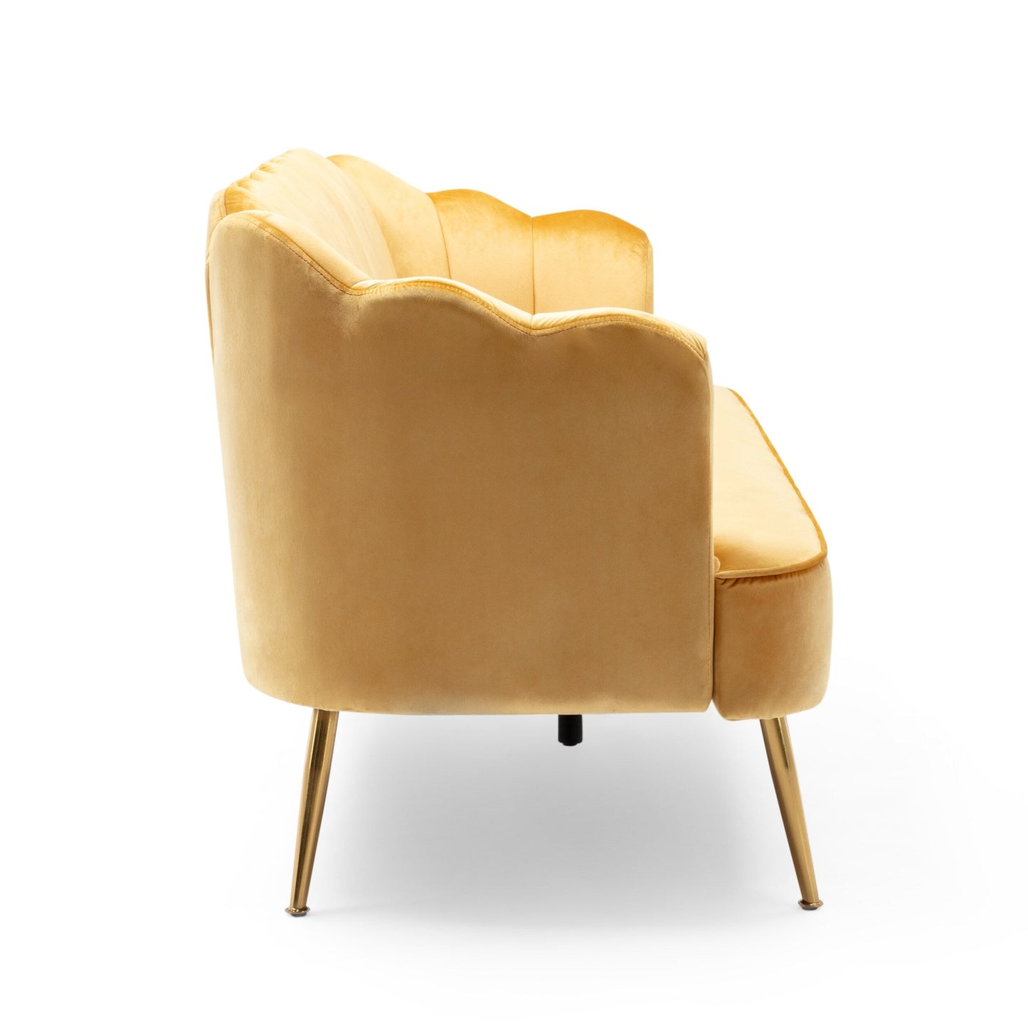76.25 Velvet Channel Stitching 3-seater Sofa with Metal Legs for Living Room