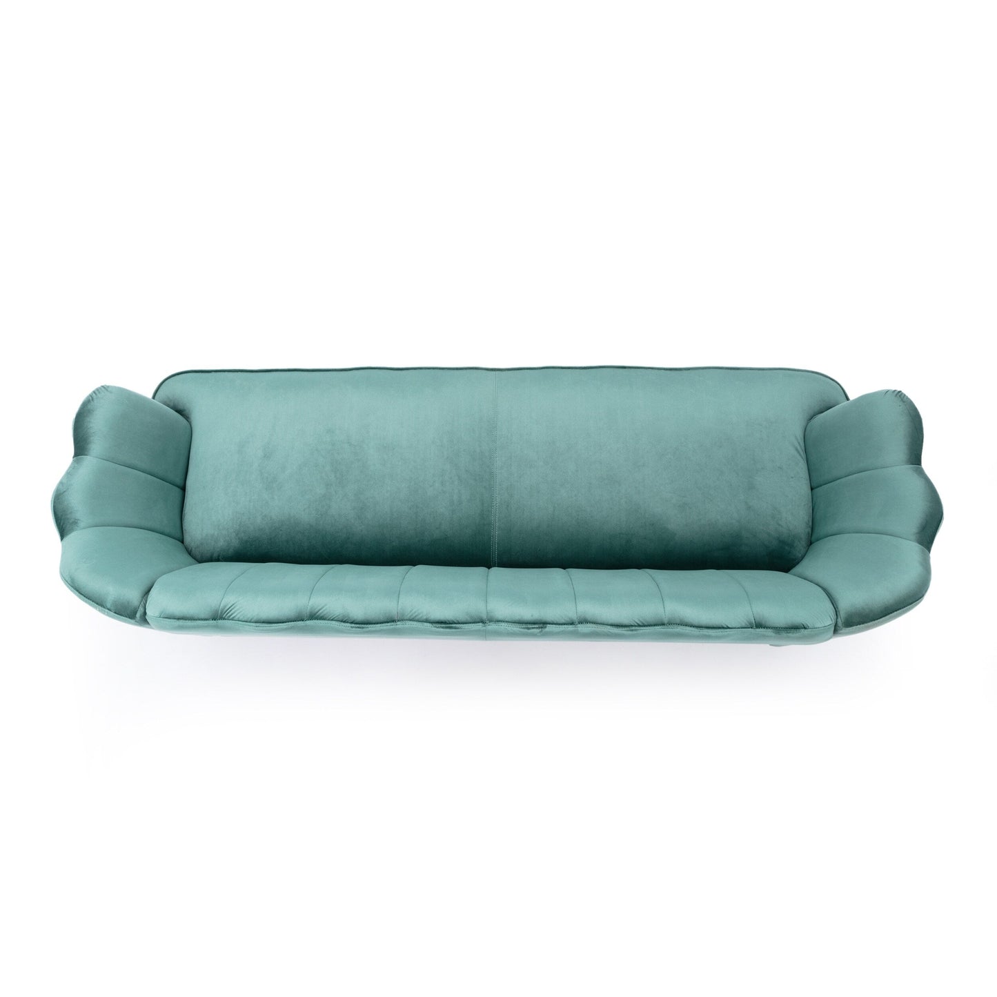 76.25 Velvet Channel Stitching 3-seater Sofa with Metal Legs for Living Room
