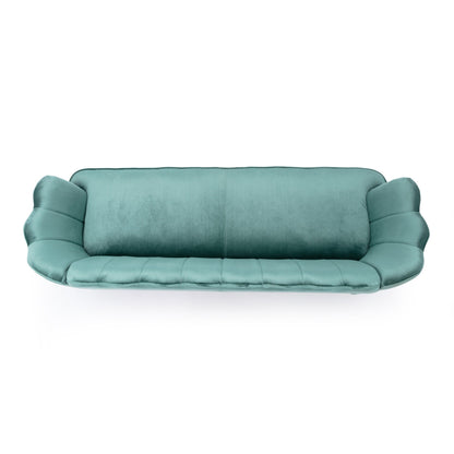 76.25 Velvet Channel Stitching 3-seater Sofa with Metal Legs for Living Room